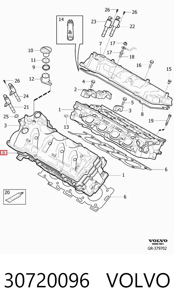 30720096 Volvo Прокладка крышки двигателя комплект