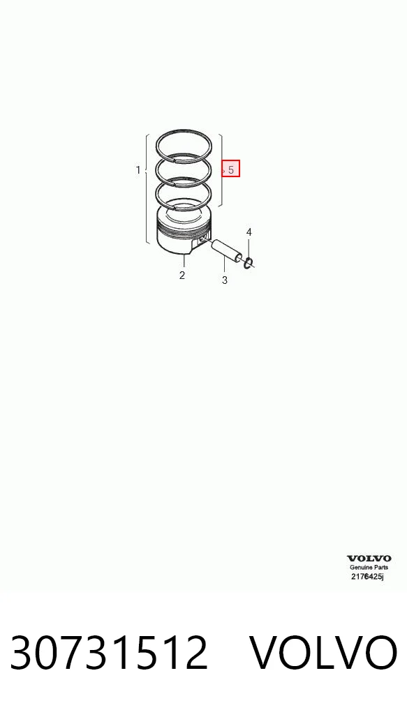 30731512 Volvo Поршневые кольца на 1 цилиндр, STD