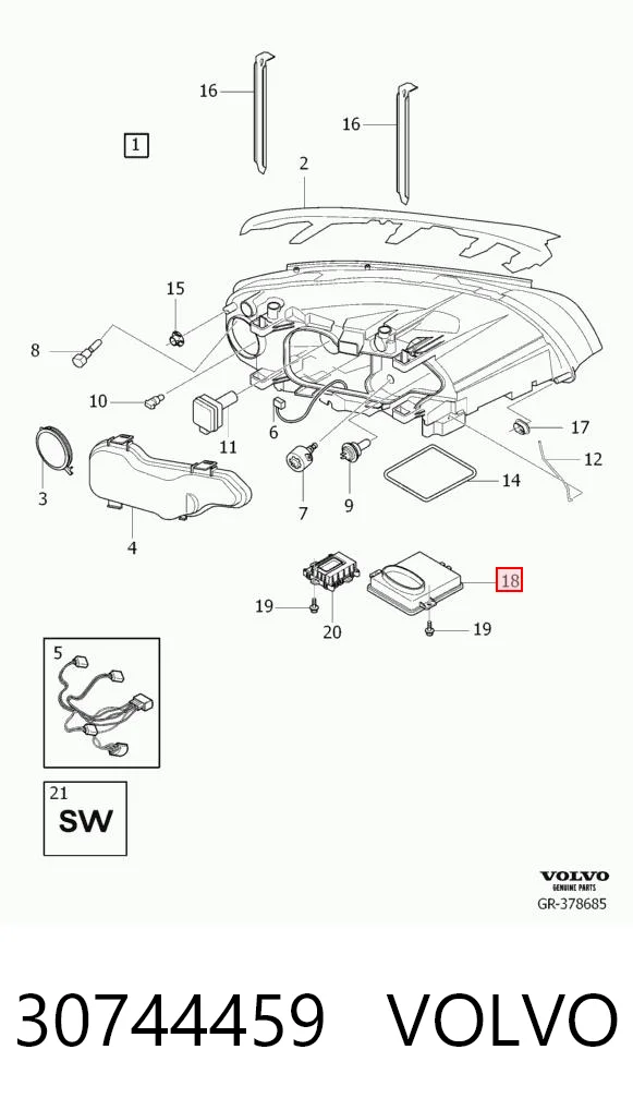 30744459 Volvo Модуль управления биксеноном