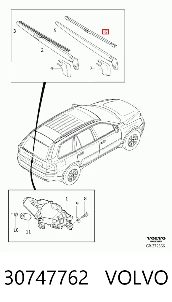 30747762 Volvo Щетка заднего стеклоочистителя