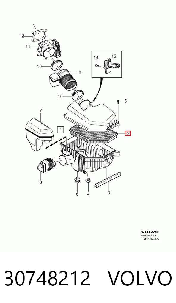 30748212 Volvo Воздушный фильтр двигателя
