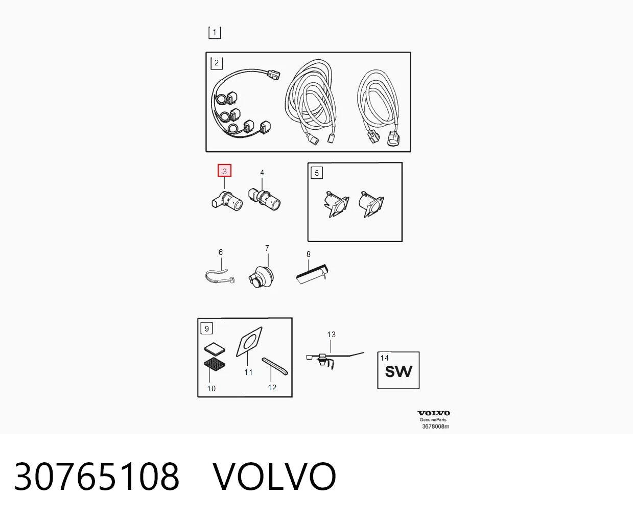 30765108 Volvo Задние парктроники