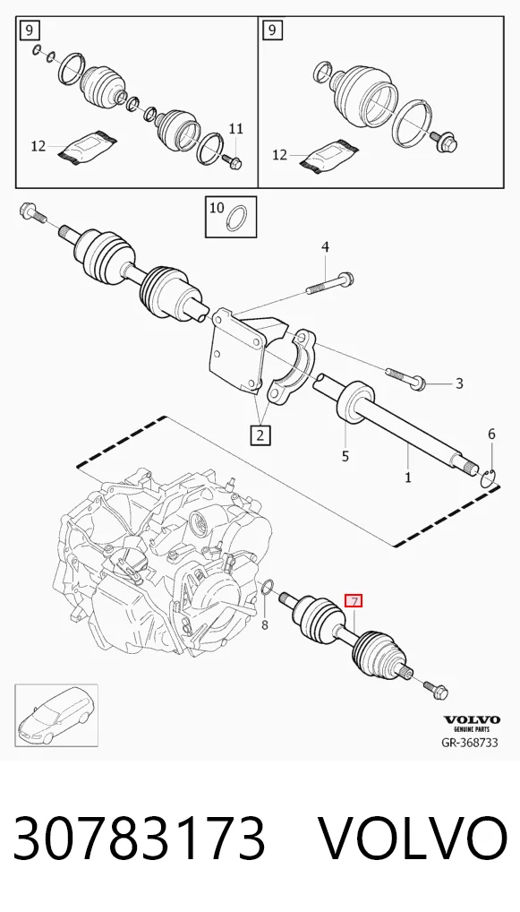 30783173 Volvo Полуось передняя левая