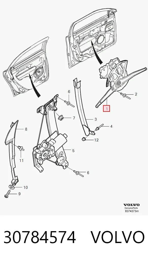 30784574 Volvo Механизм стеклоподъемника передней левой двери