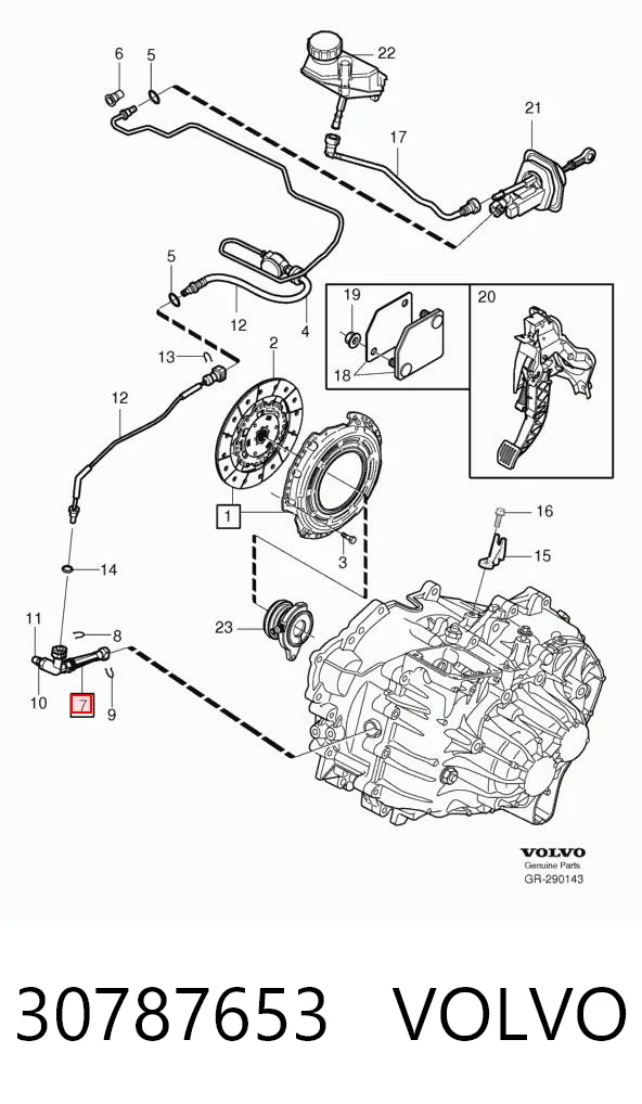 30787653 Volvo Цилиндр сцепления рабочий в сборе с выжимным подшипником
