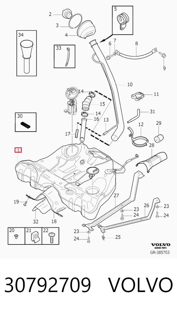 Бак топливный на Volvo S80 I TS, TH, KV