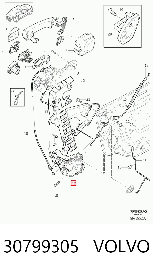 30799305 Volvo Внутренний дверной замок