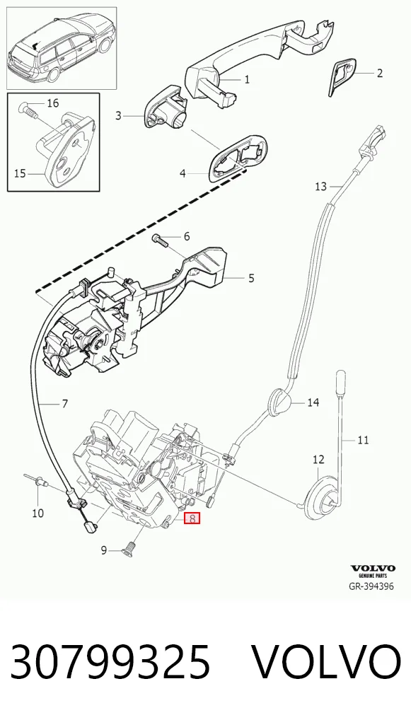 30799325 Volvo Замок двери задней левой
