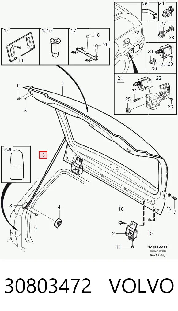 30803472 Volvo Амортизатор крышки багажника