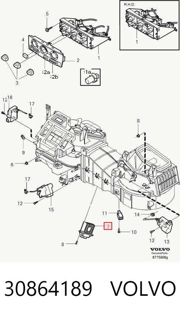 30864189 Volvo Разъем (фишка) резистора моторчика печки