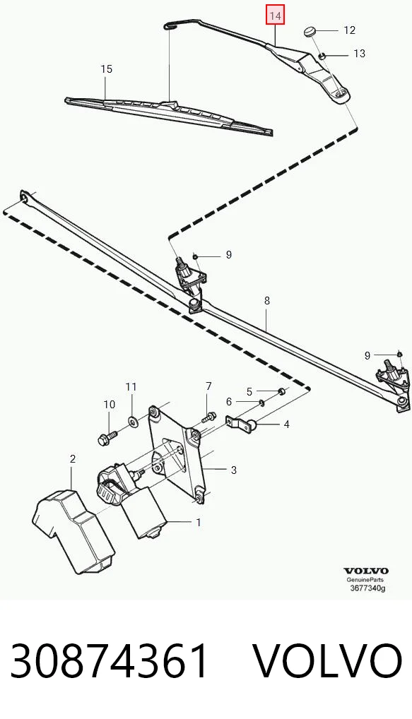 30874361 Volvo Поводок дворника