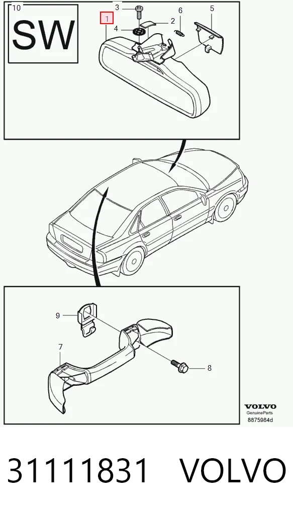 Зеркало заднего вида в салоне на Volvo XC90  