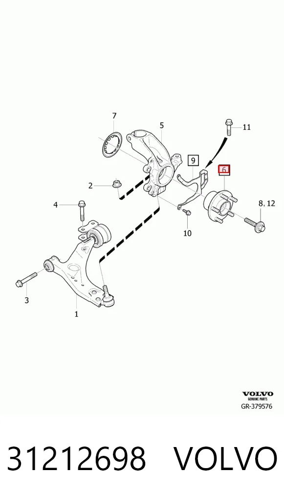 31212698 Volvo Ступица колеса передняя