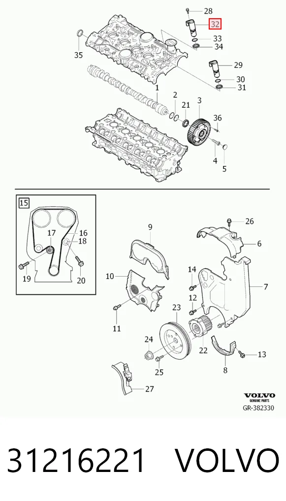 31216221 Volvo Клапан электромагнитный положения распредвала, правый