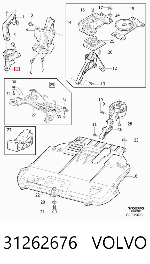 31262676 Volvo Правая подушка двигателя