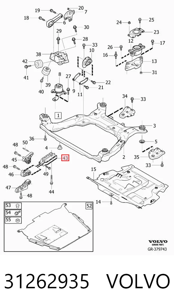 31262935 Volvo Подушка (опора) двигателя, левая