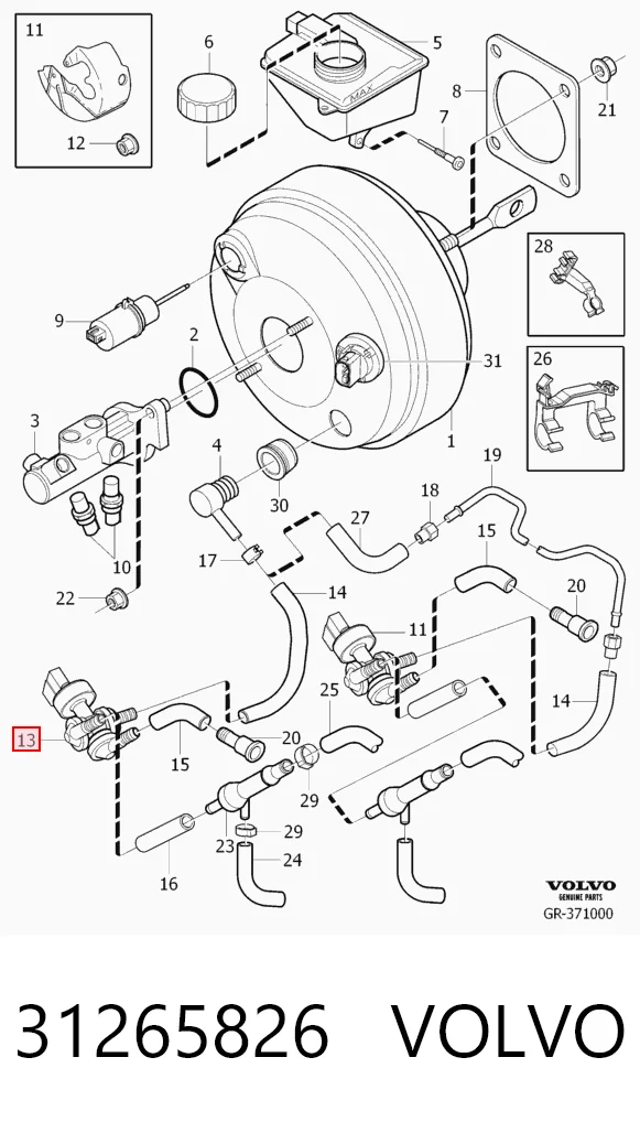 31265826 Volvo Клапан вакуумного усилителя тормозов