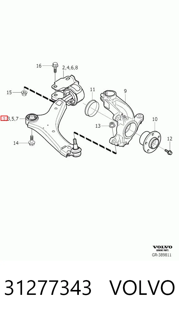 31277343 Volvo Рычаг передней подвески нижний левый