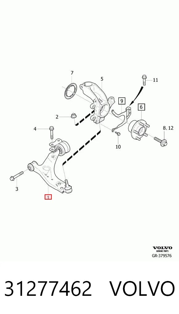 31277462 Volvo Рычаг передней подвески нижний, правый