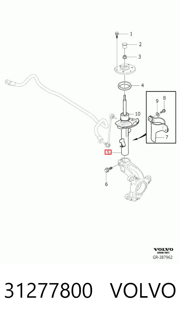 31277800 Volvo Амортизатор передней подвески правый