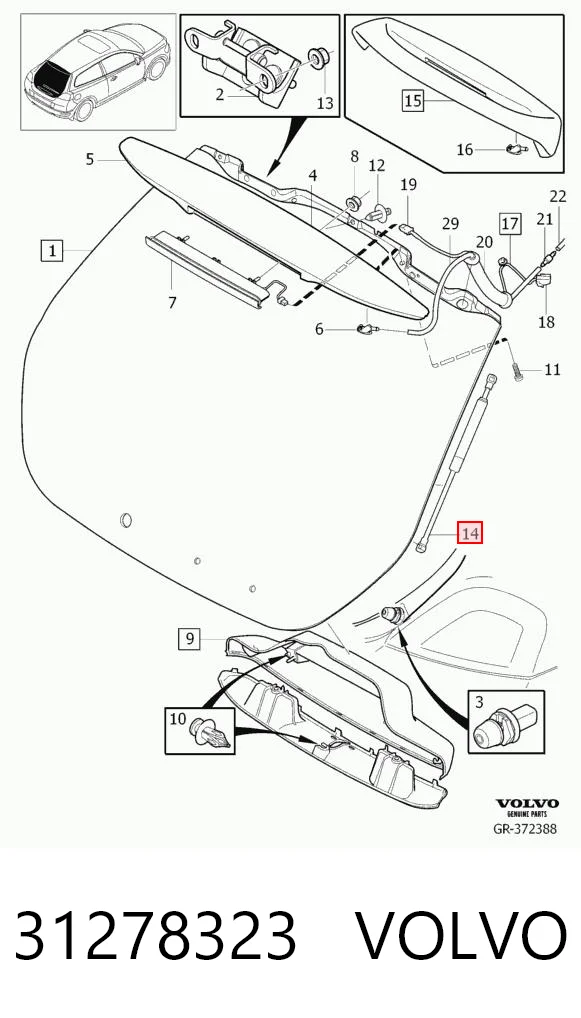 31278323 Volvo Амортизатор крышки багажника