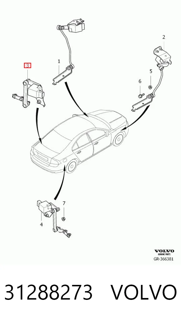 31288273 Volvo Датчик уровня положения кузова задний левый