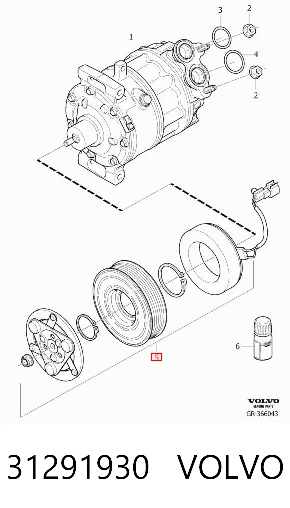 31291930 Volvo Шкив компрессора кондиционера