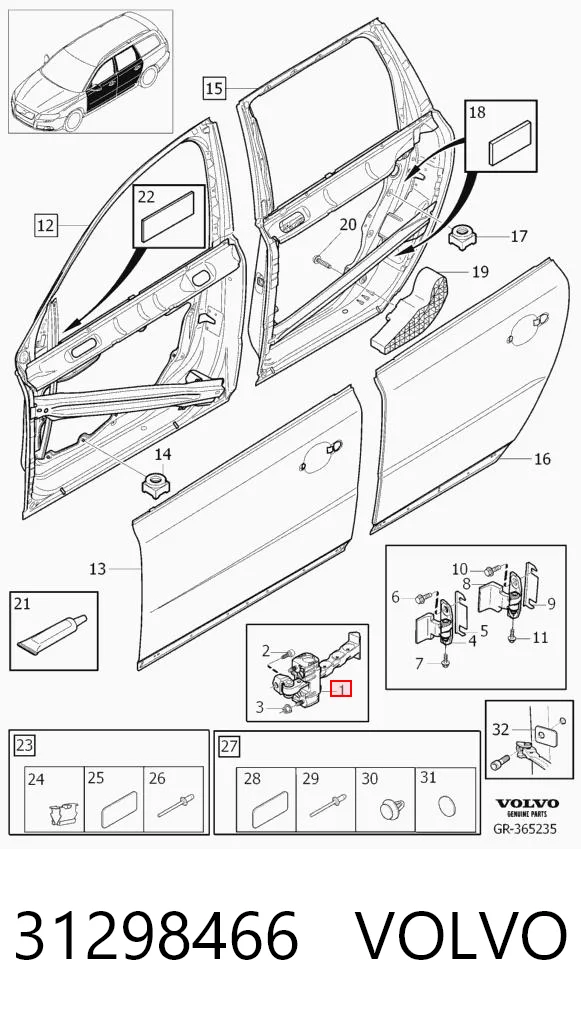 31298466 Volvo Ограничитель открывания двери передний левый