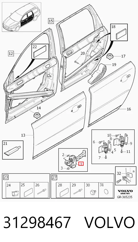 31298467 Volvo Ограничитель двери, задний