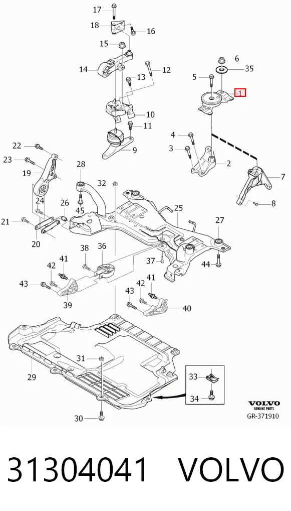 31304041 Volvo Подушка (опора) двигателя, левая