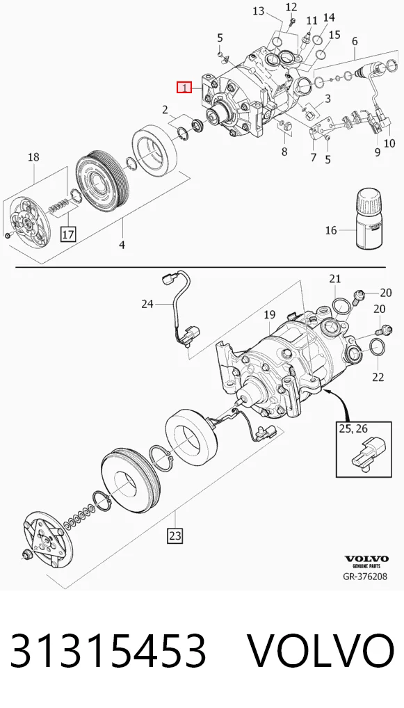 31315453 Volvo Компрессор хладагента