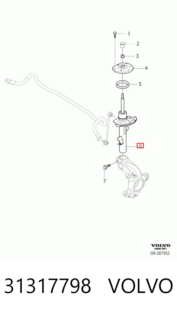 31317798 Volvo Амортизатор передней подвески правый