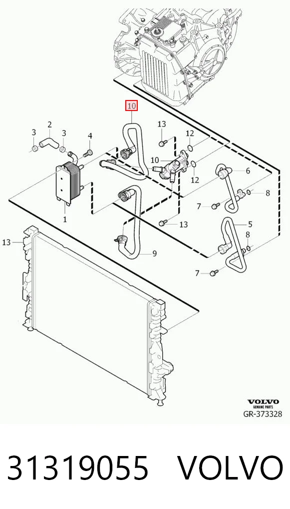 31319055 Volvo Трубка (шланг) охлаждения АКПП, обратка