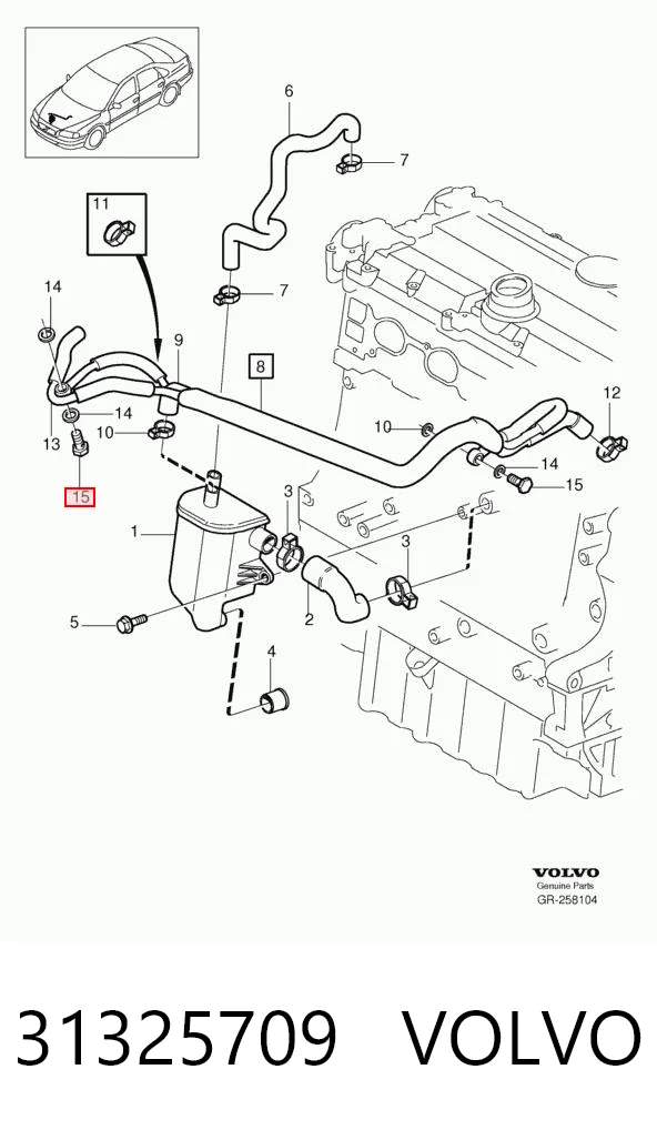 31325709 Volvo Штуцер блока системы охлаждения