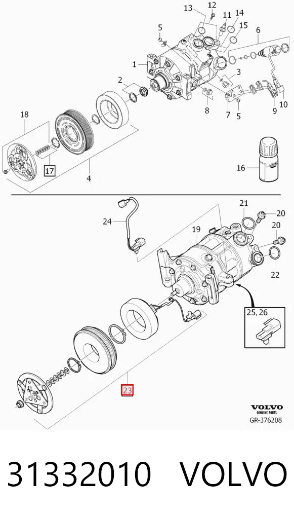 31332010 Volvo Шкив компрессора кондиционера
