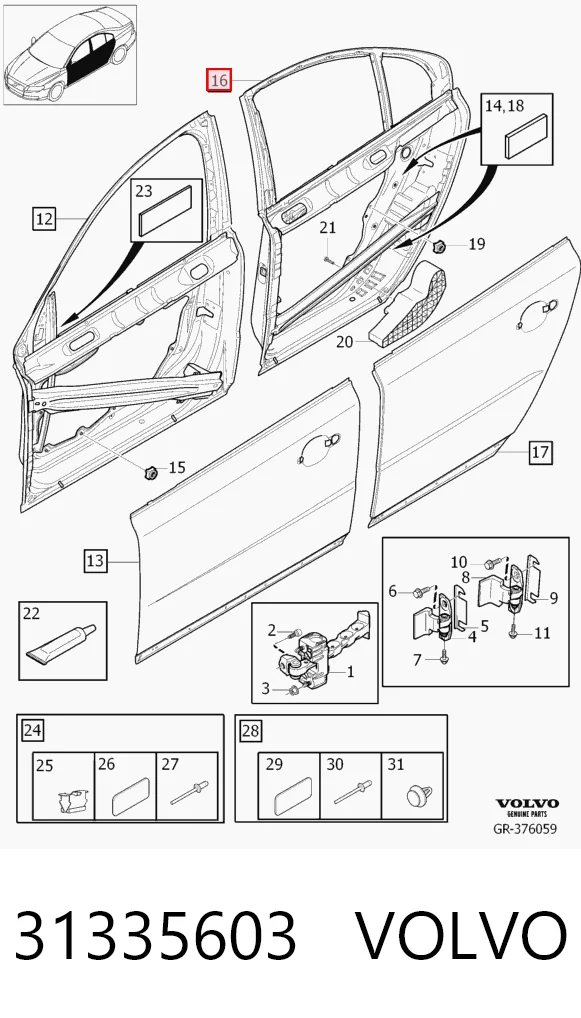 Дверь пассажирская задняя левая на Volvo S80 II AS, AR