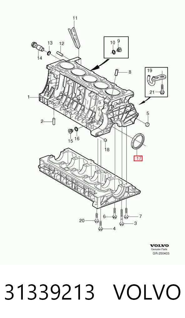 31339213 Volvo Сальник коленвала двигателя, задний
