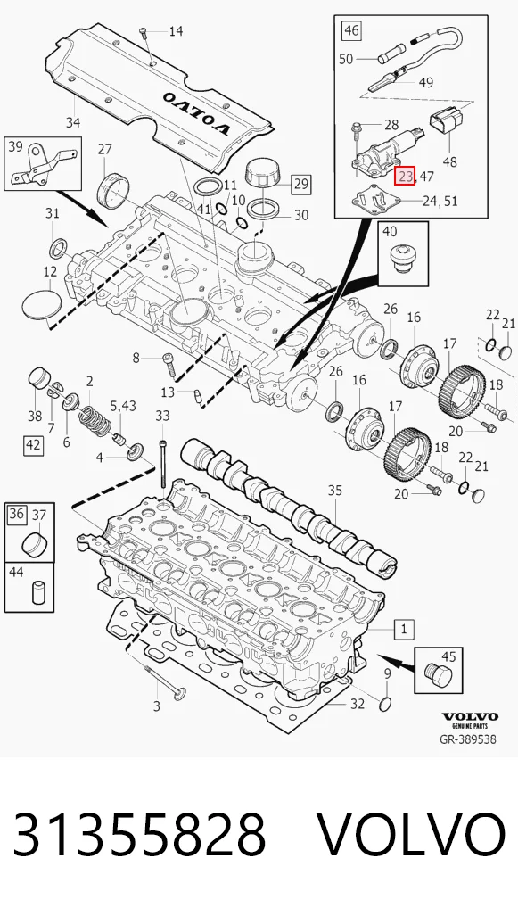 31355828 Volvo Клапан электромагнитный положения (фаз) распредвала, левый
