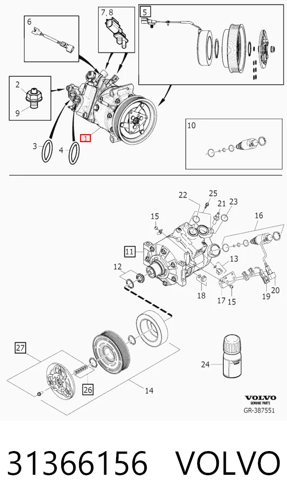 31366156 Volvo Компрессор хладагента