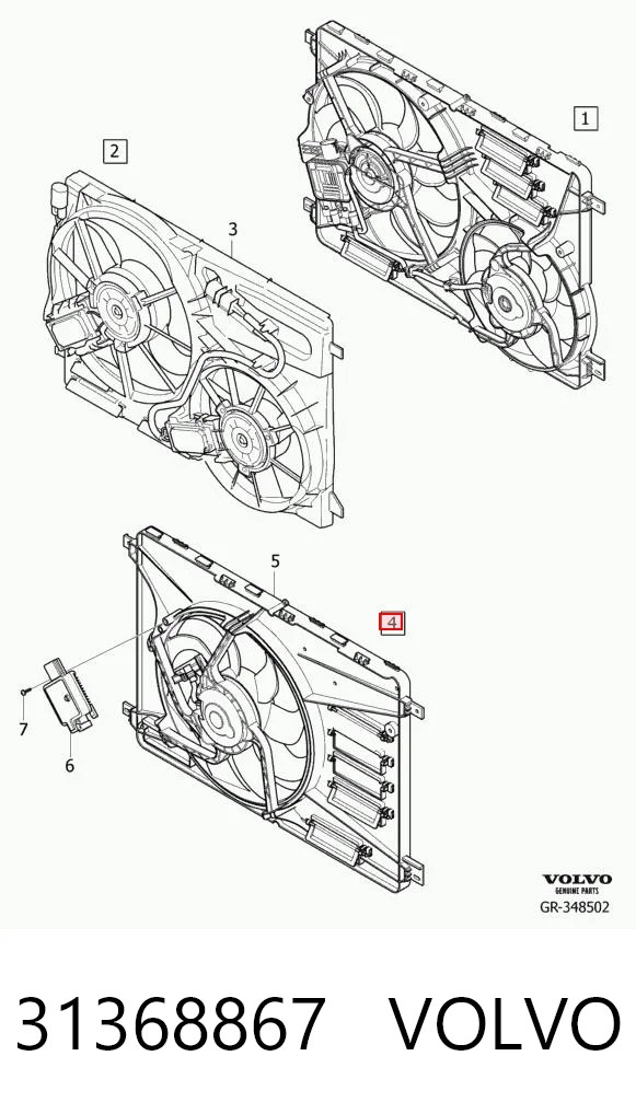 31368867 Volvo Диффузор радиатора охлаждения в сборе с мотором