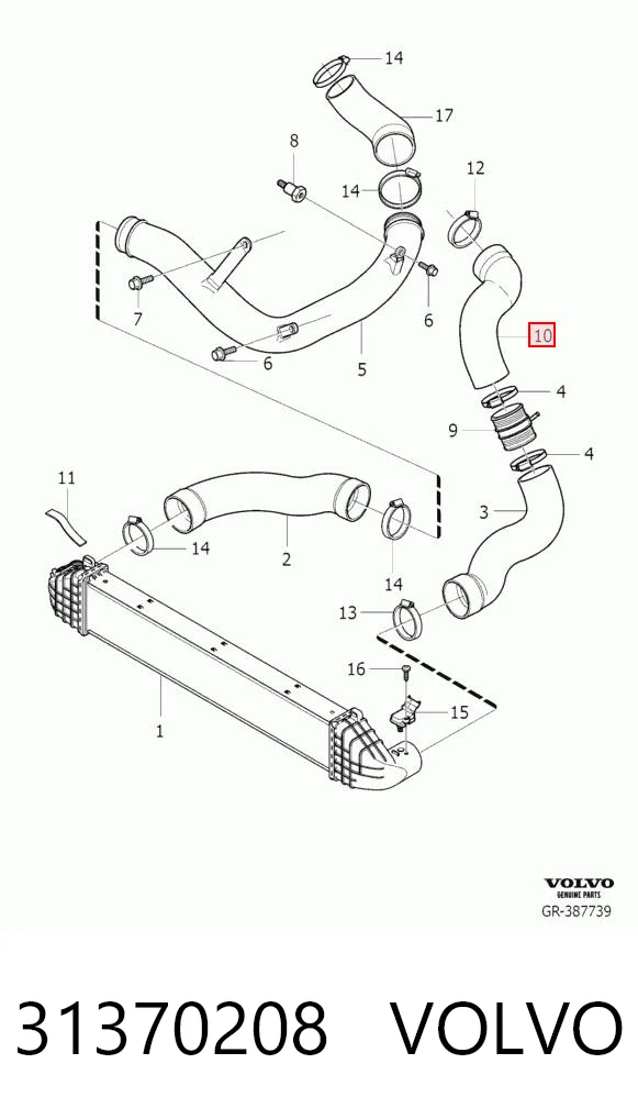 31370208 Volvo Патрубок интеркуллера