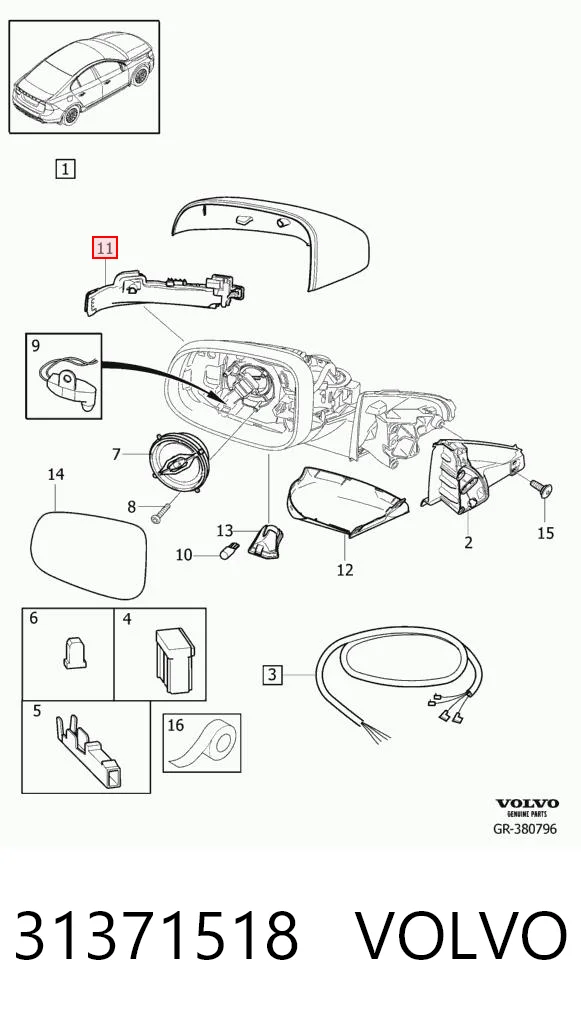 31371518 Volvo Повторитель поворота левого зеркала