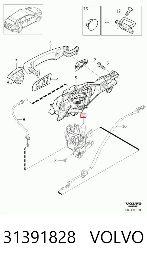 31391828 Volvo Замок двери задней левой