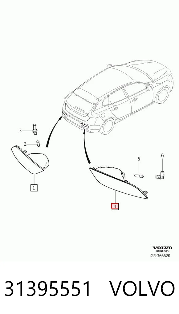 31395551 Volvo Фара противотуманная задняя