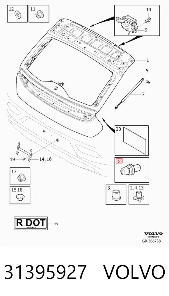 31395927 Volvo Буфер-отбойник 5-й двери