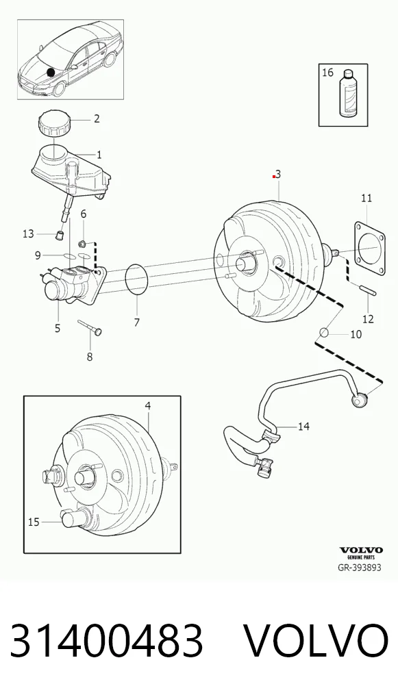 Усилитель тормоза вакуумный на Volvo XC60 I 156