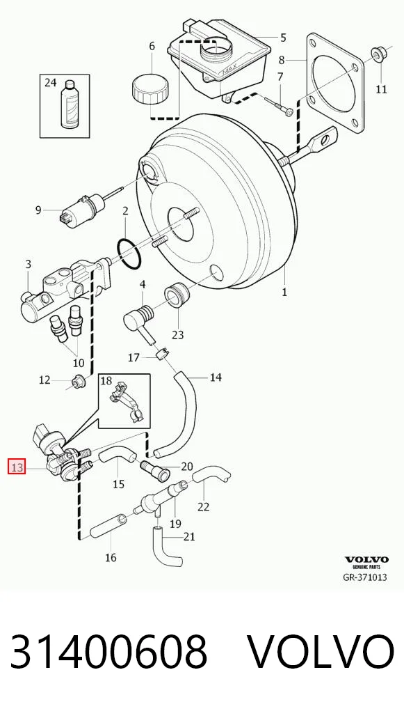 31400608 Volvo Клапан вакуумного усилителя тормозов