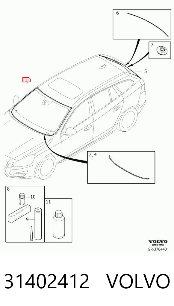 Стекло лобовое  VOLVO 31402412