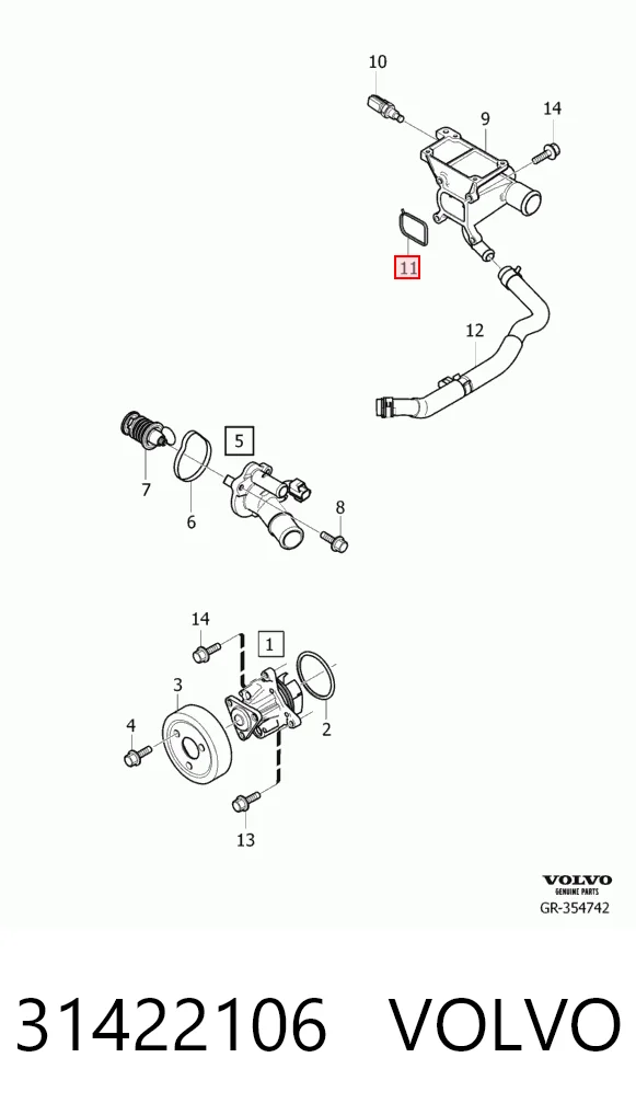 Прокладка водяной помпы Jaguar JDE28627 цена, от 5.52 USD