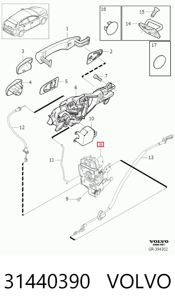 31440390 Volvo Внутренний дверной замок
